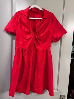 SHEIN Red Twist-Front Mini Dress